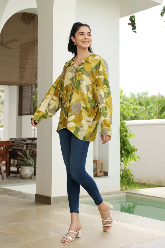 Leafy Sunshine Russian Silk Shirt