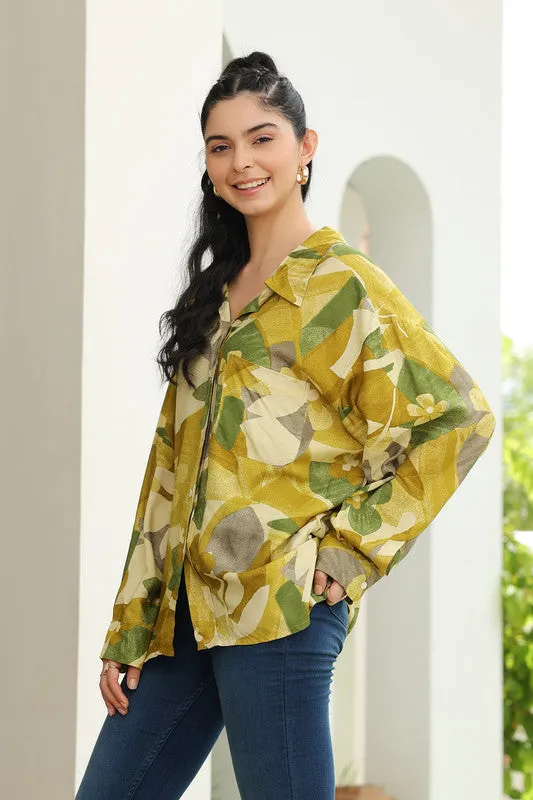 Leafy Sunshine Russian Silk Shirt