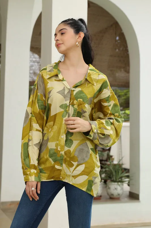 Leafy Sunshine Russian Silk Shirt