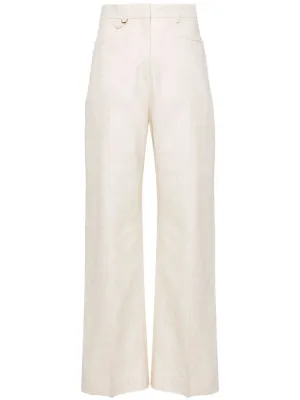 Light Beige High Waist Flared Trousers