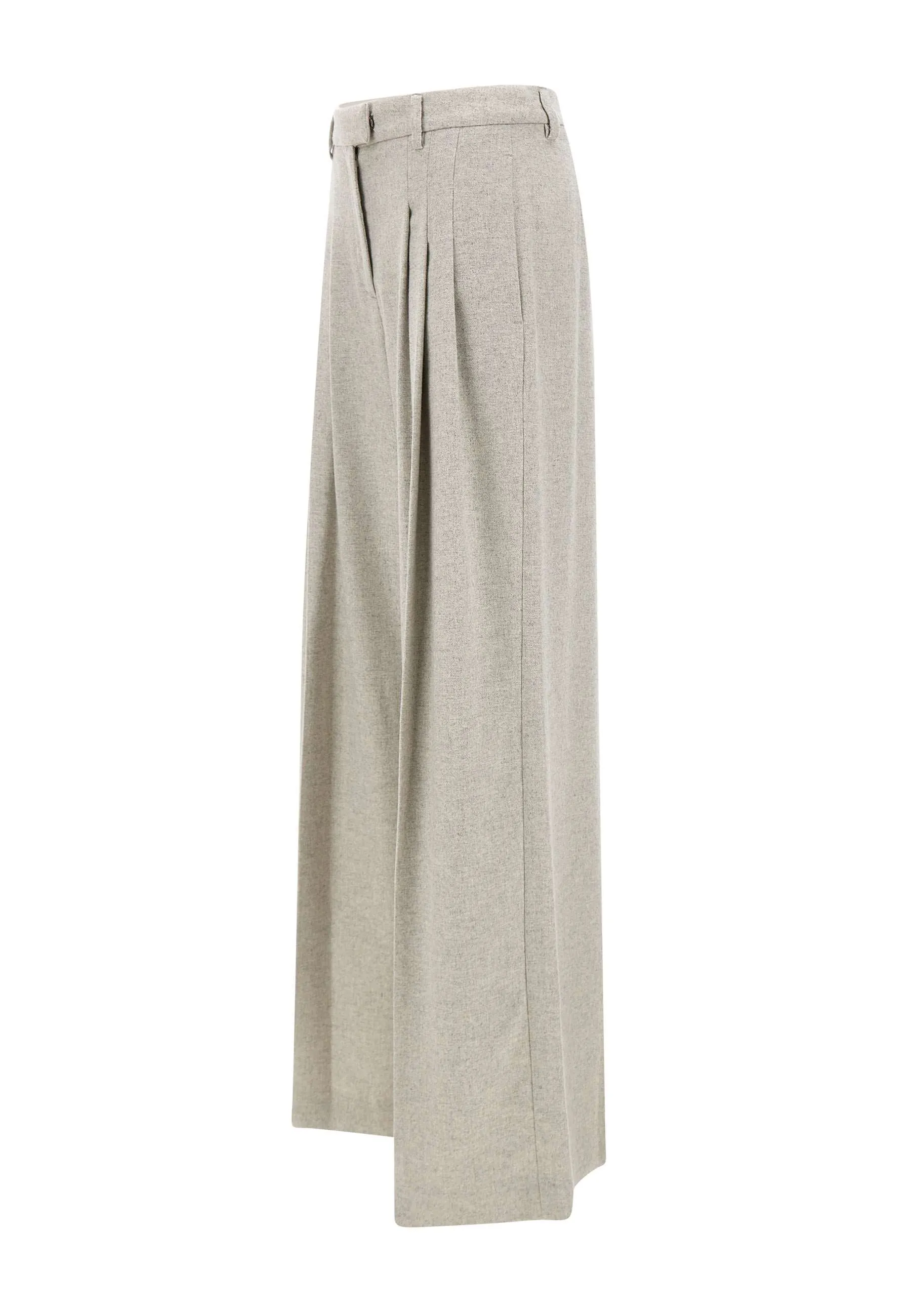 Light Grey Cotton Wool Palazzo Trousers