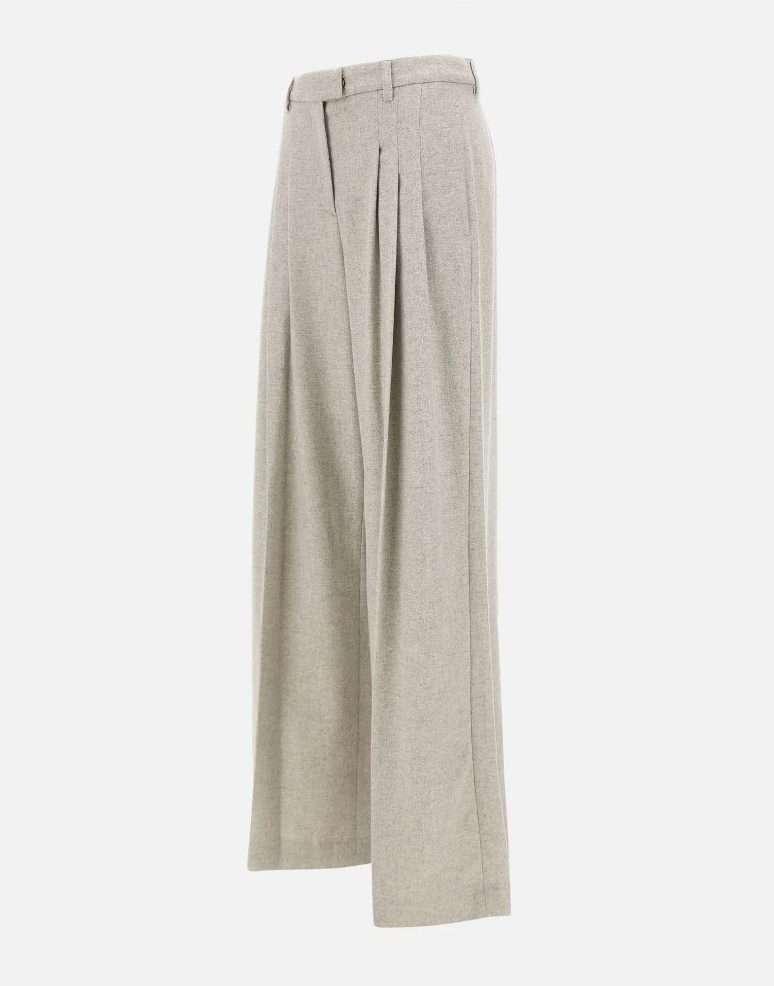 Light Grey Cotton Wool Palazzo Trousers