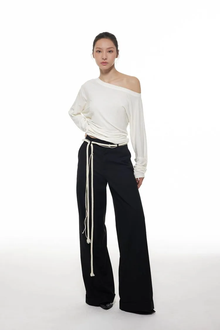 Light Rope Belted Straight Trousers