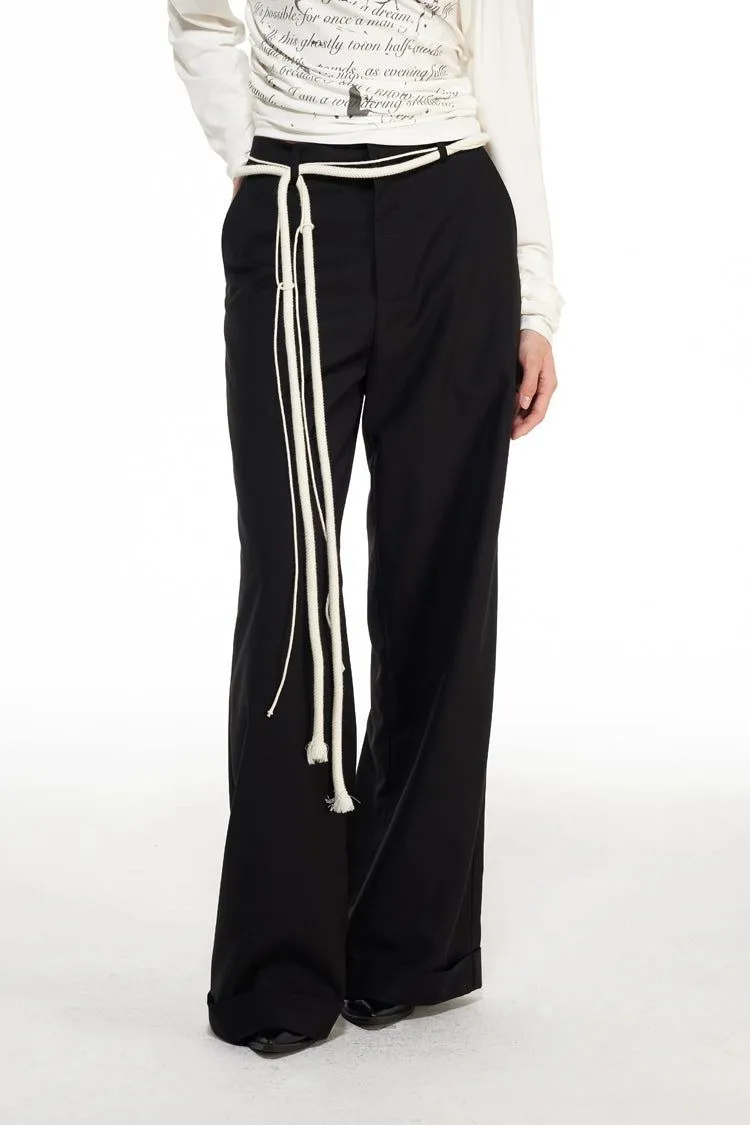 Light Rope Belted Straight Trousers