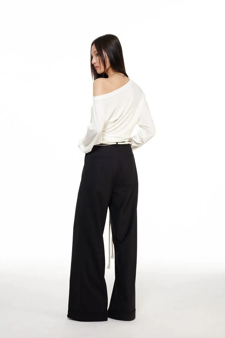 Light Rope Belted Straight Trousers