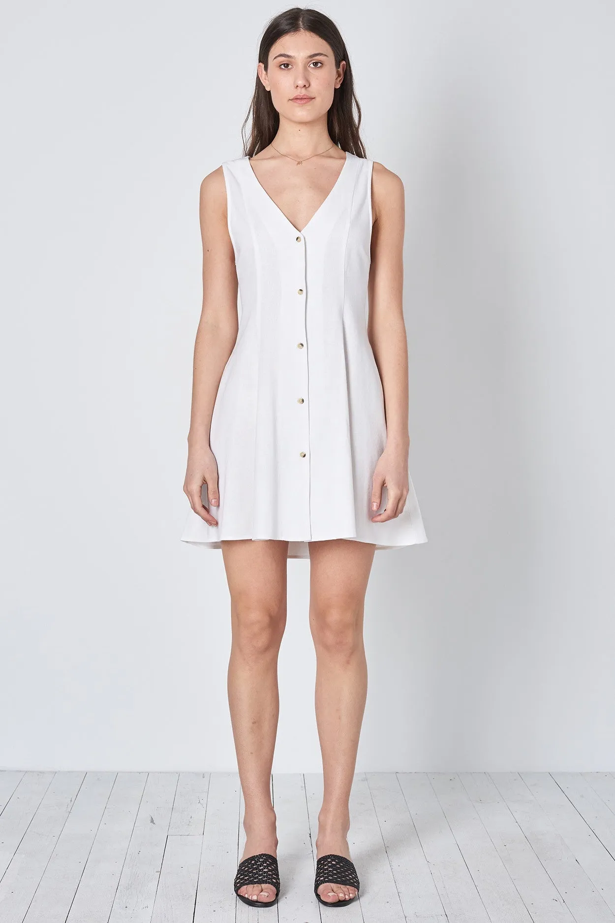 Linen Milla Tank Dress - White