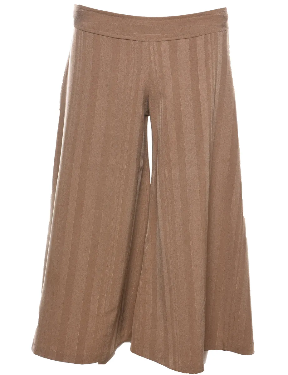 Low-Rise Striped Light Brown Flared Y2K Trousers - W35 L21