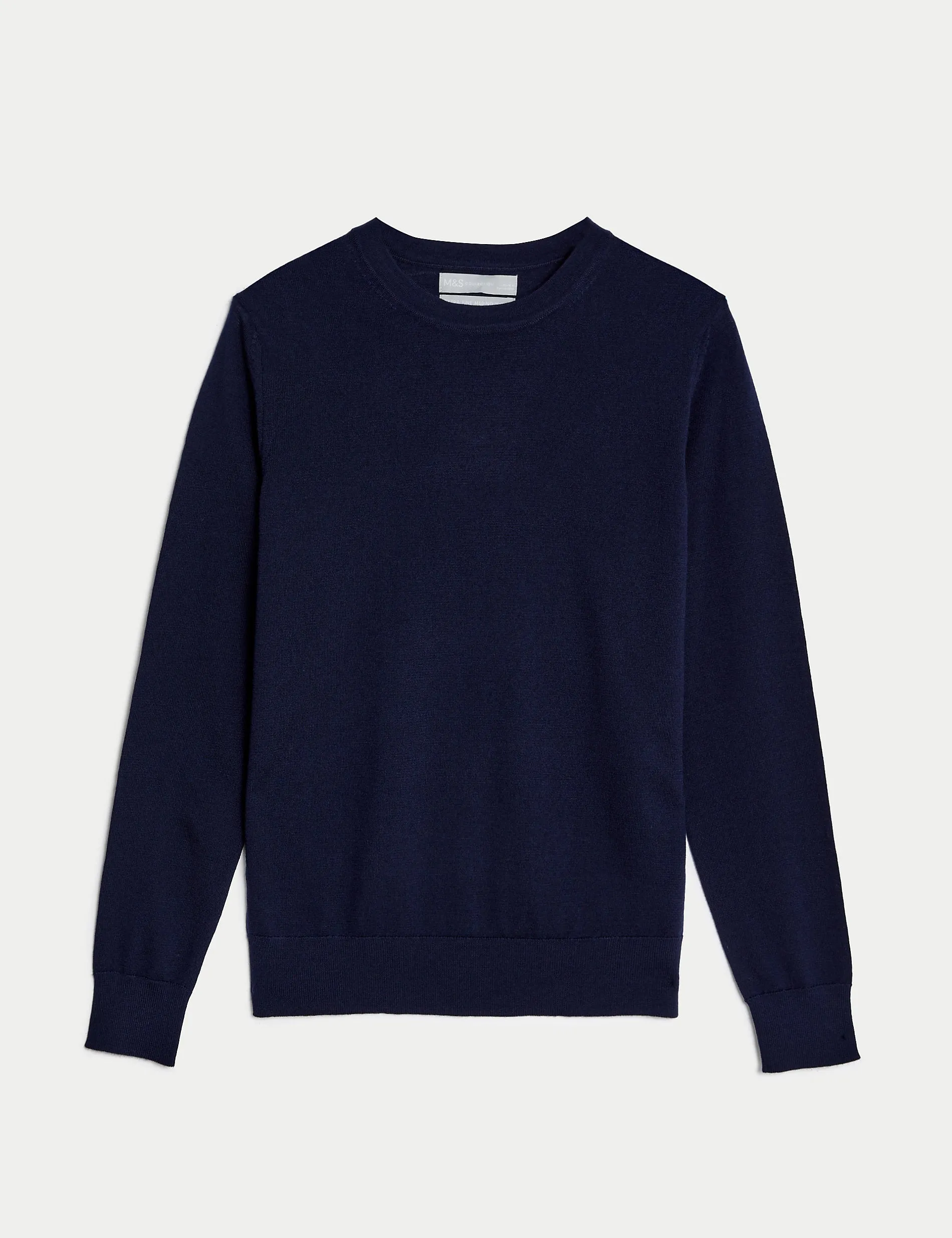 Marks & Spencer Pure Merino Wool Crew Neck Jumper, Navy