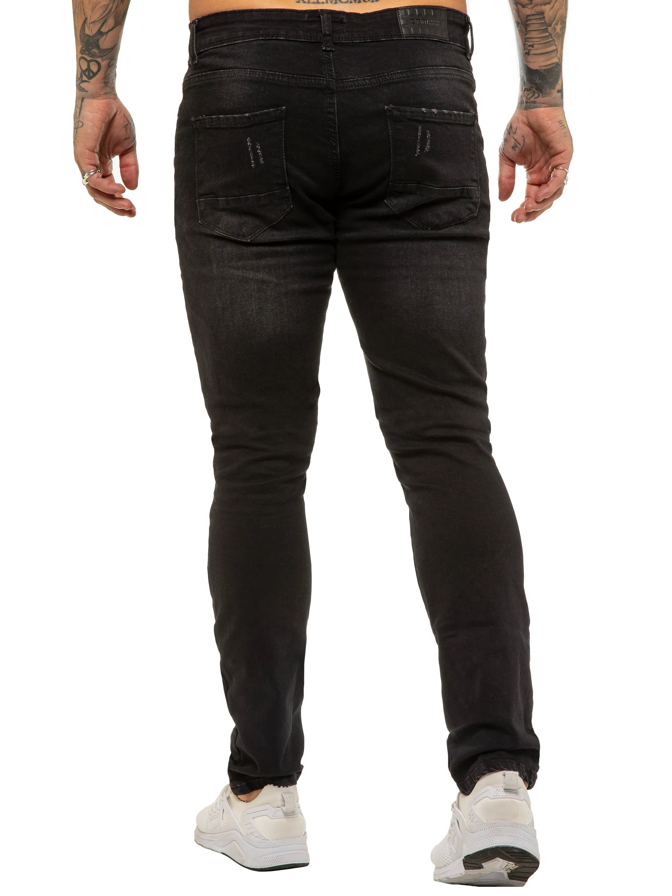 Mens Skinny Ripped Jeans Stretch Denim | Enzo Designer Menswear