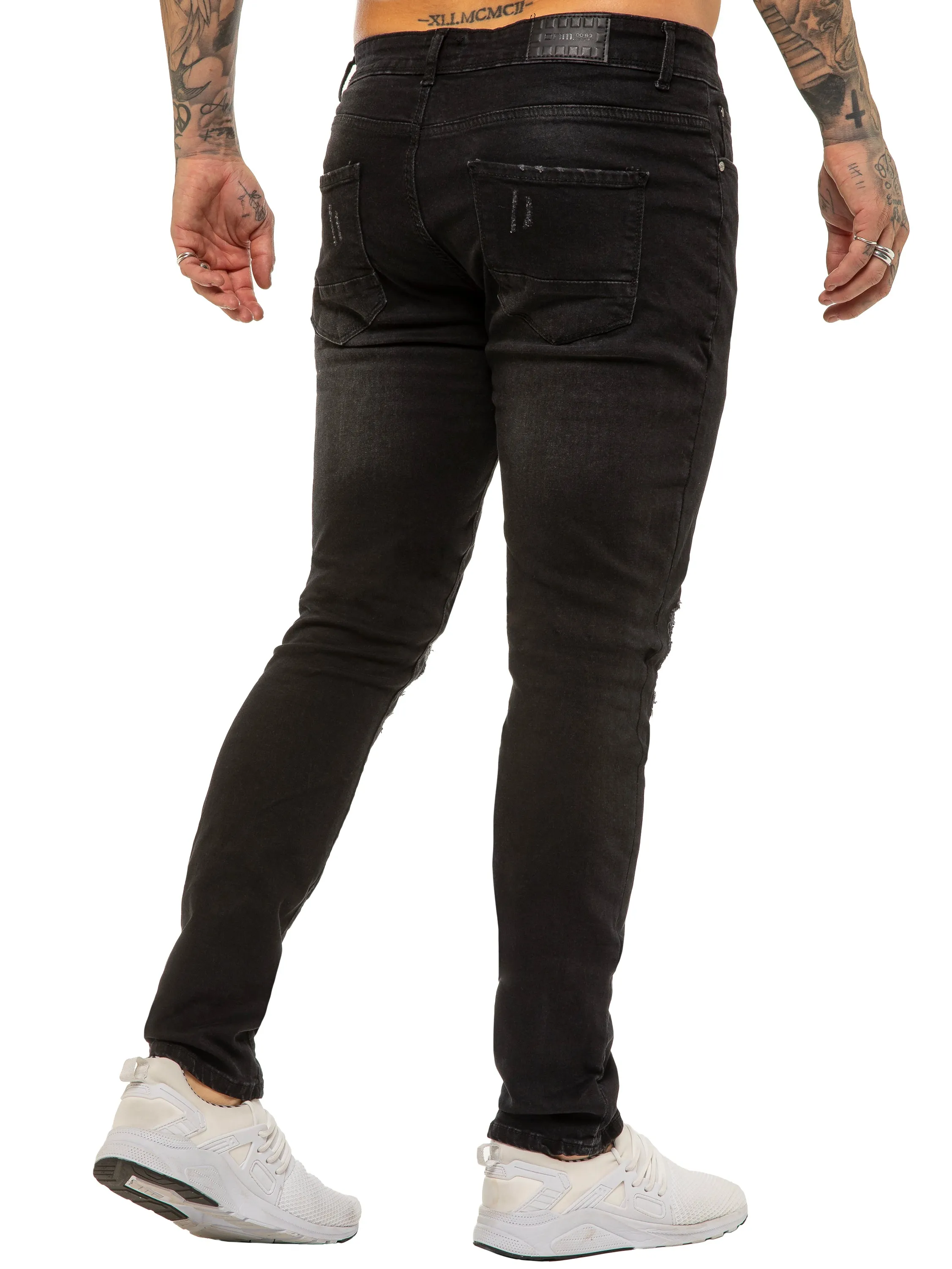 Mens Skinny Ripped Jeans Stretch Denim | Enzo Designer Menswear