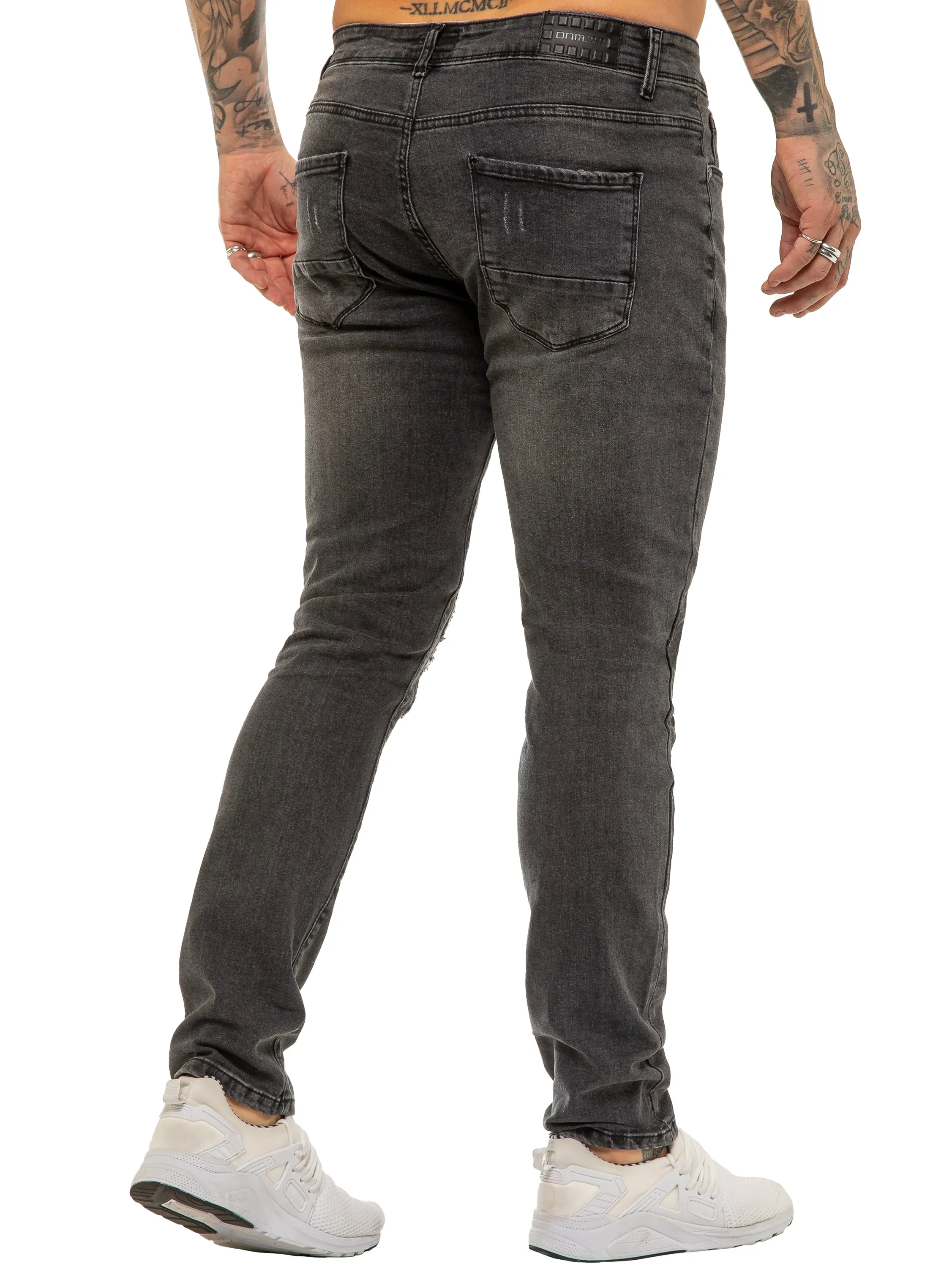 Mens Skinny Ripped Jeans Stretch Denim | Enzo Designer Menswear