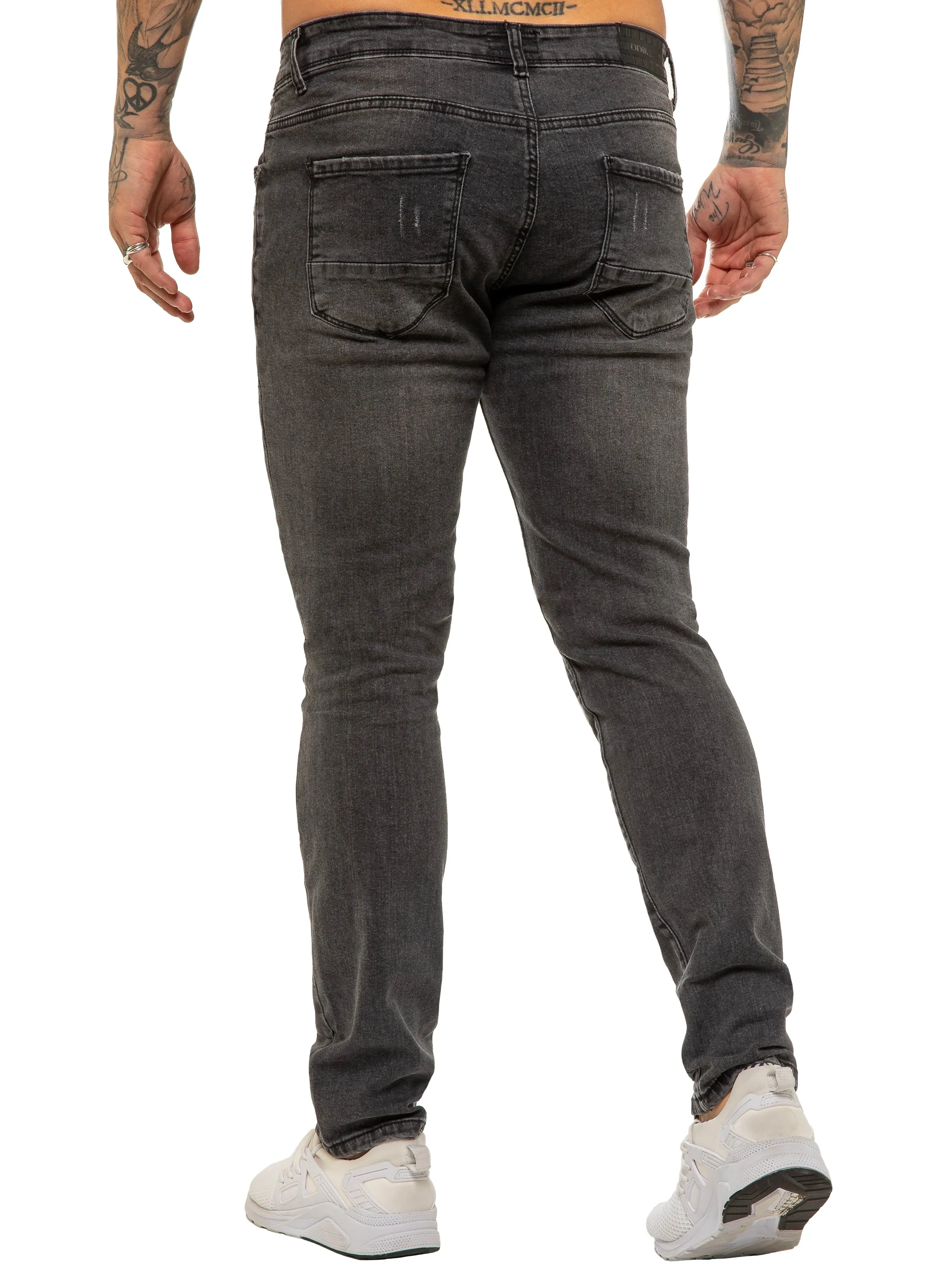 Mens Skinny Ripped Jeans Stretch Denim | Enzo Designer Menswear