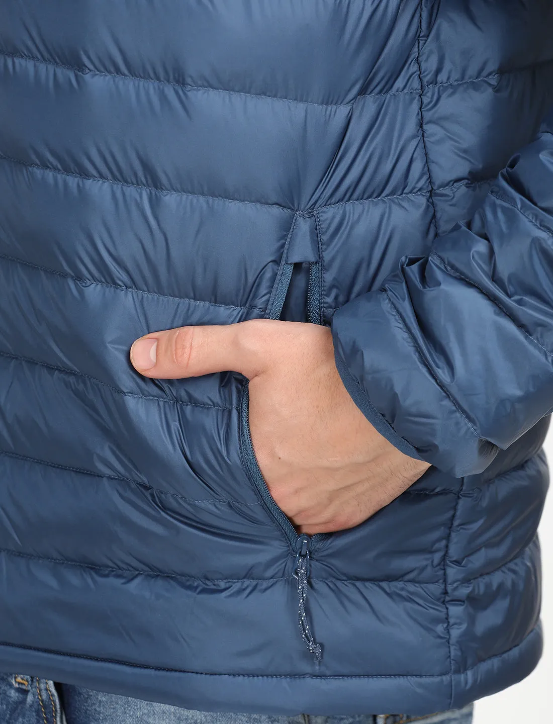 Men's Solid Blue Quilted Jacket