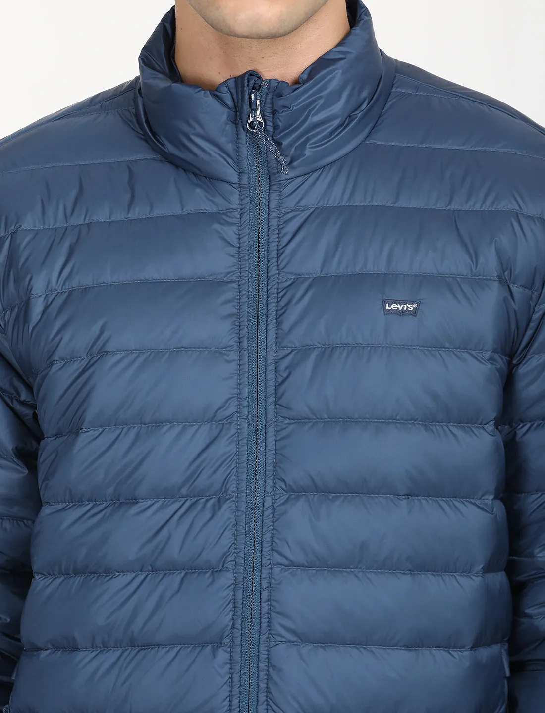 Men's Solid Blue Quilted Jacket