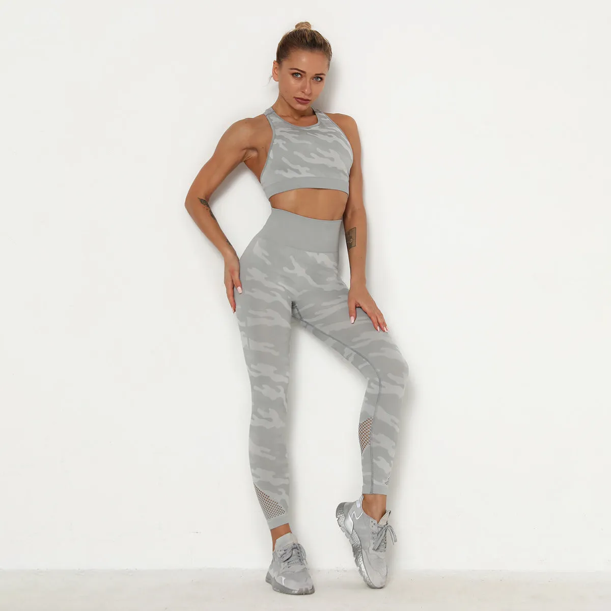 Mesh Camo Seamless Slim Fit Yoga Wear Tracksuit