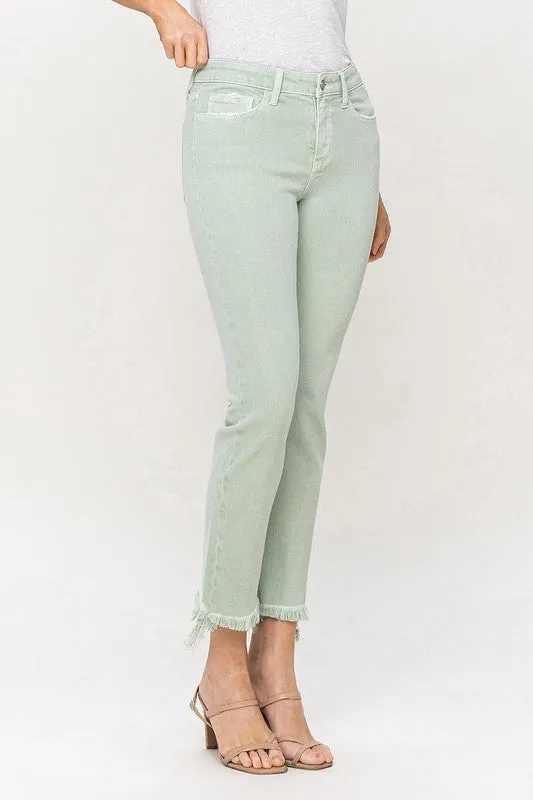 Mid Rise Crop Straight Jeans