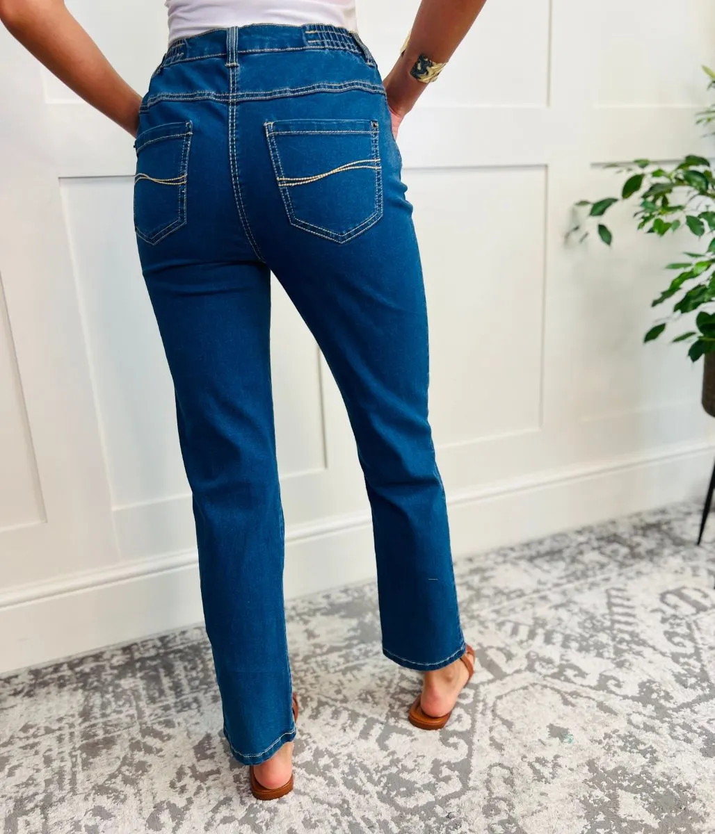 Mid Wash Straight Leg Sara Jeans