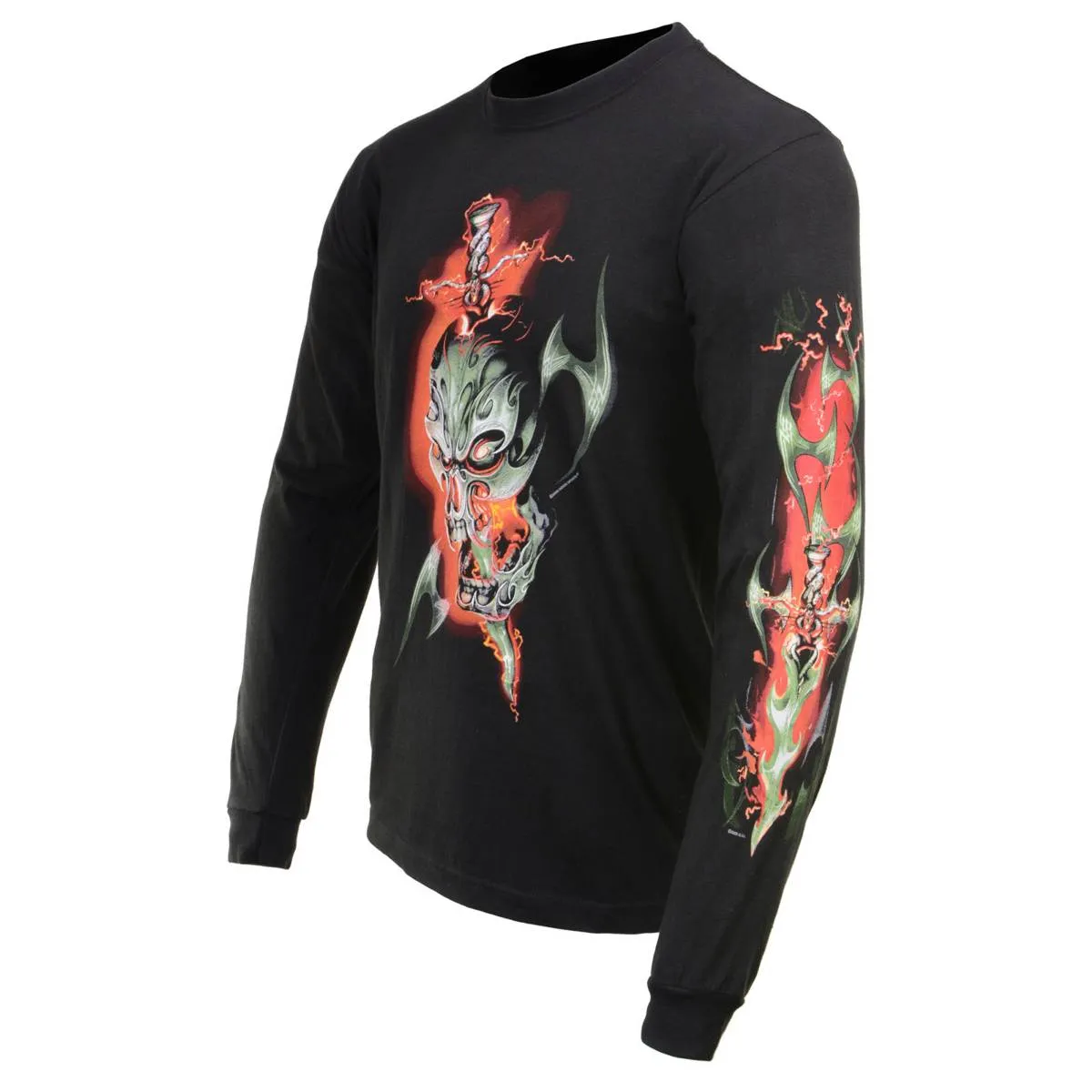 Milwaukee Leather MPMH117005 Men’s ‘Electric Skull’ Long Sleeve Black