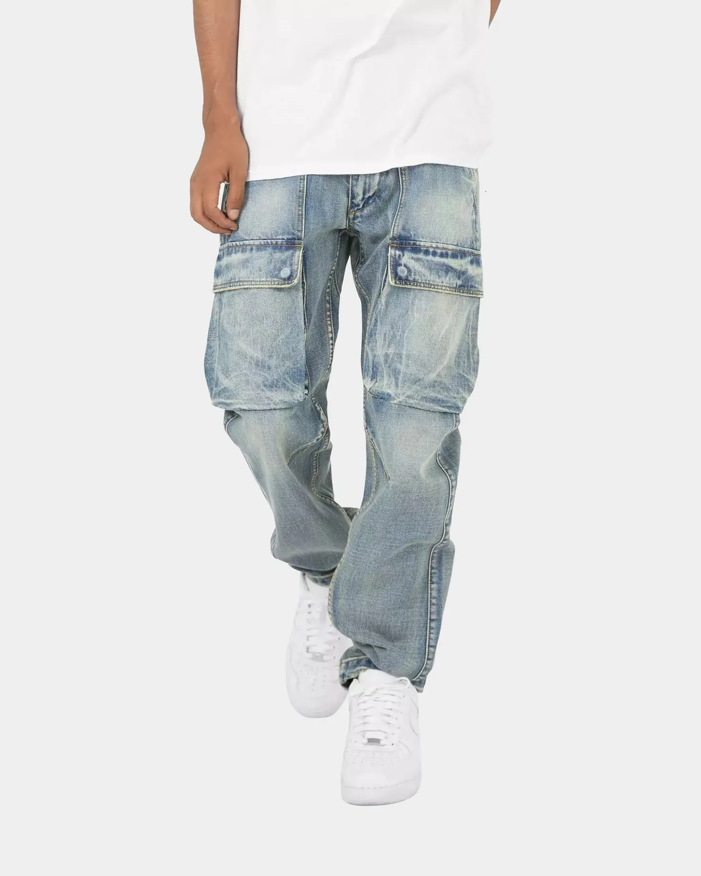 MNML V216 Cargo Denim Jeans Vintage Blue