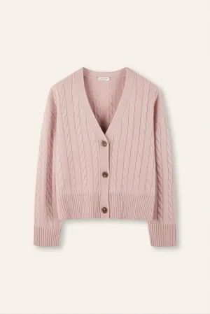 MONET oversized cashmere-blend cable-knit cardigan (Blush)