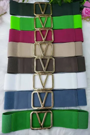 Monogram Buckle Elastic Belt