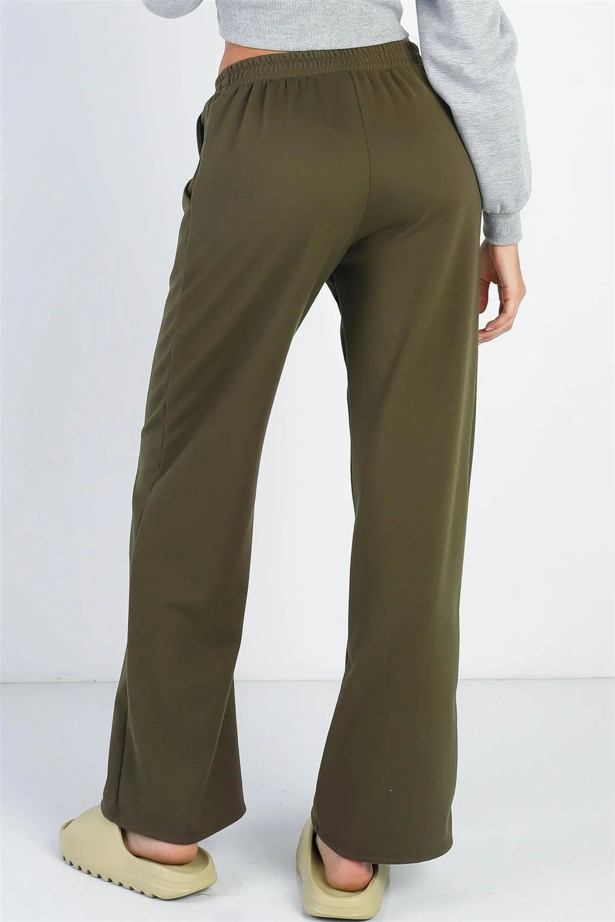 Olive Wide Leg Side Pockets Sweatpants /3-2-1