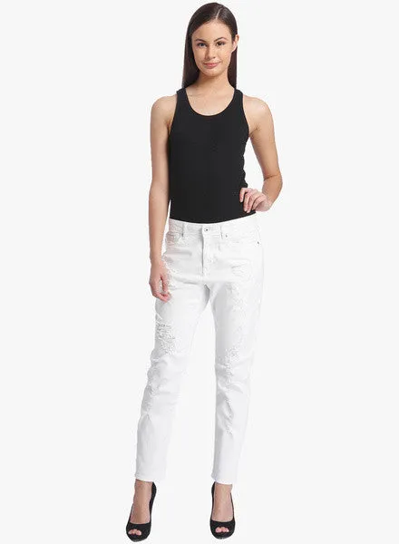 Only White Mid Rise Skinny Jeans