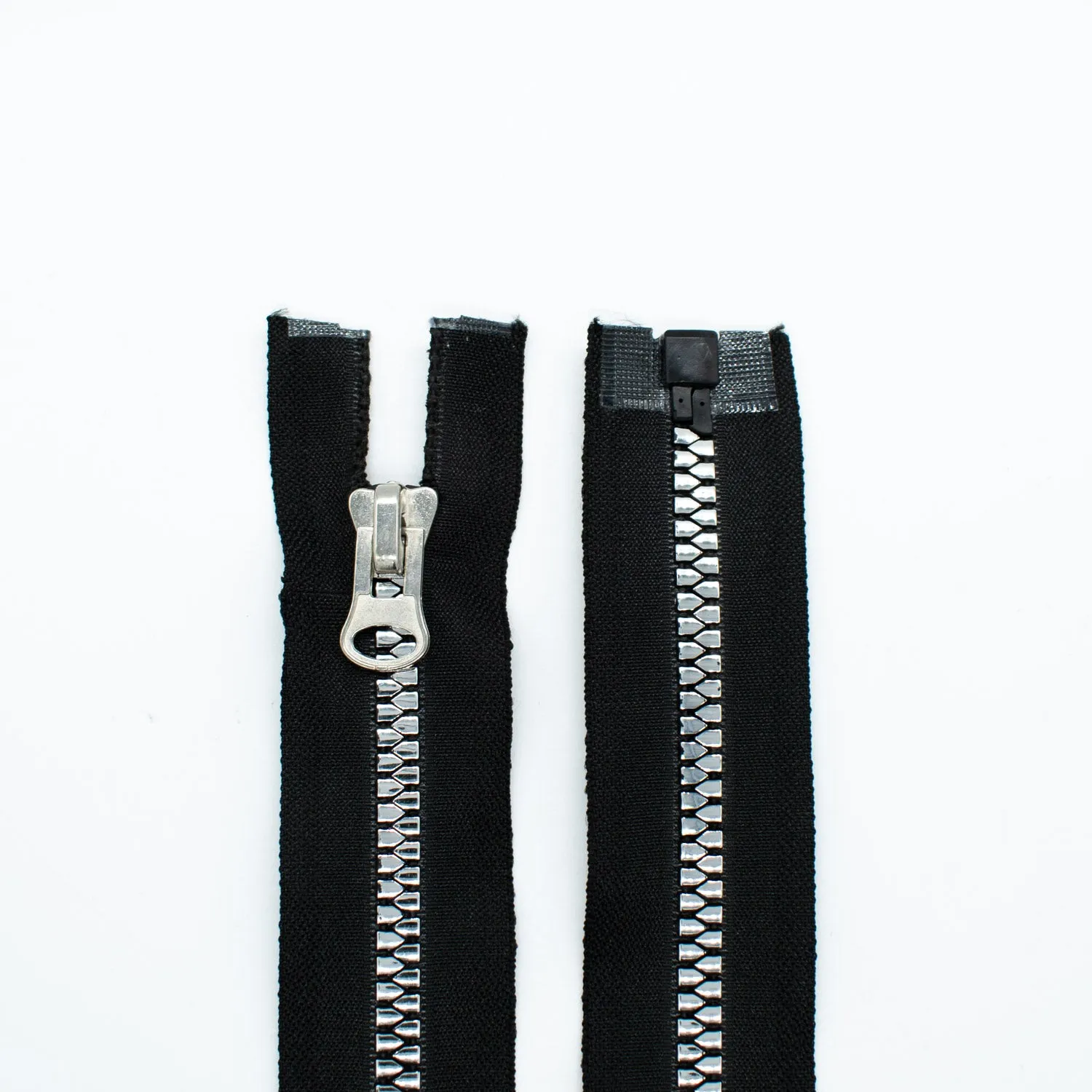 Open End Chunky Fashion Zip 65CM Black & Silver