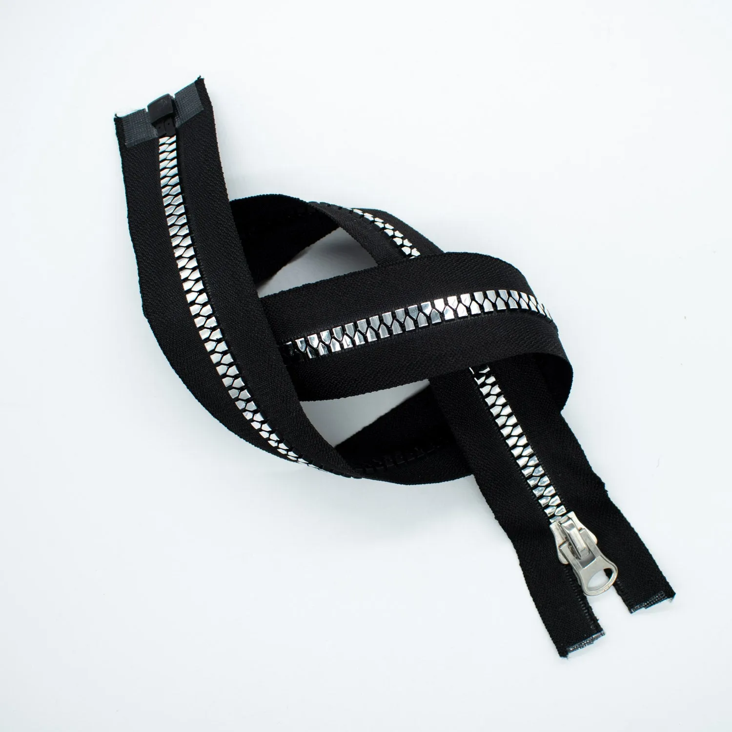 Open End Chunky Fashion Zip 65CM Black & Silver