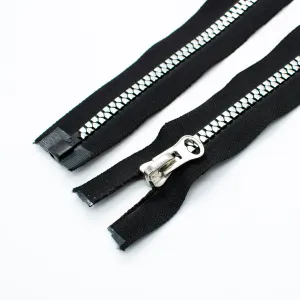 Open End Chunky Fashion Zip 65CM Black & Silver