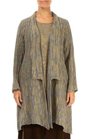 Open Silver Sage Circle Silk Linen Jacket