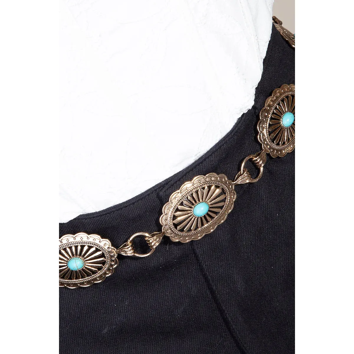 Ornate Metallic Oval Chain Belt