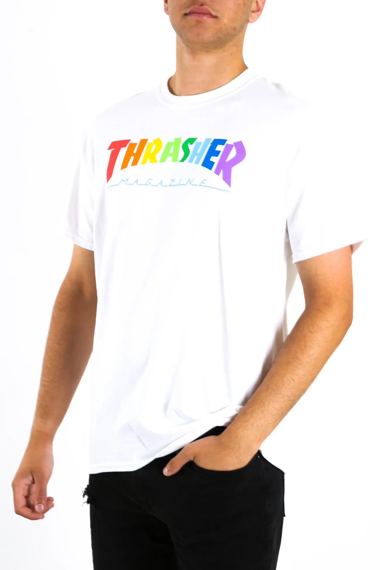 Rainbow Mag Tee White