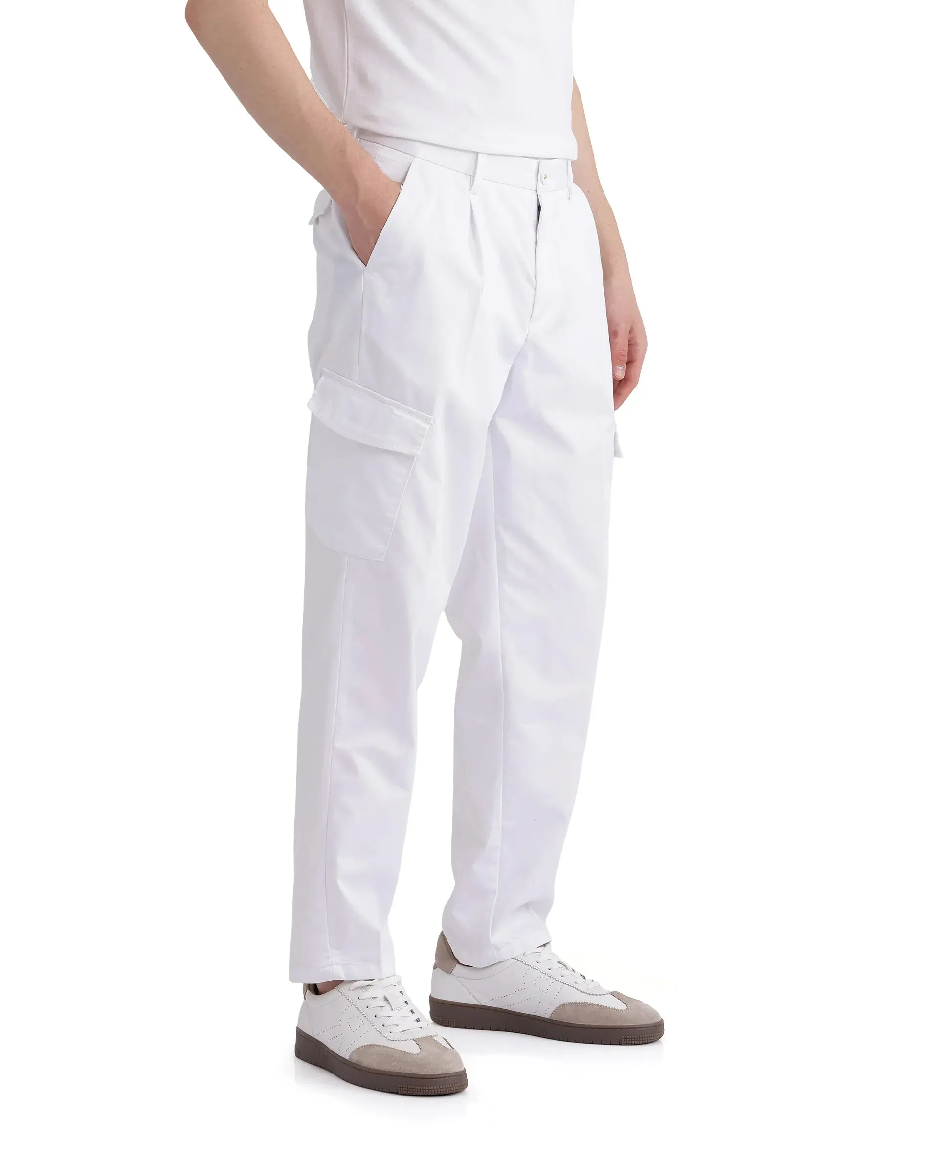 Rare Rabbit Men Eber White Button Closure Regular Fit Plain Trouser