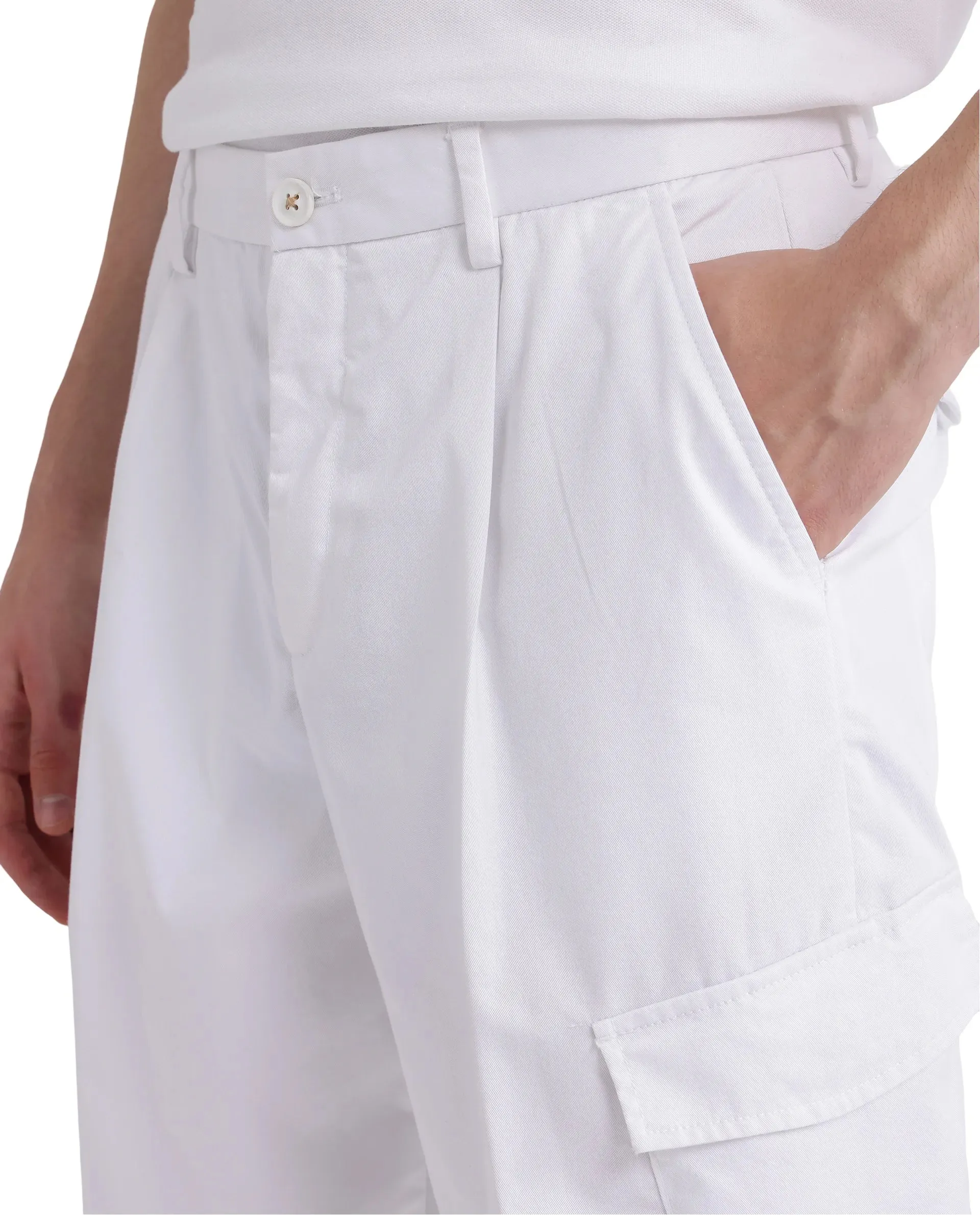 Rare Rabbit Men Eber White Button Closure Regular Fit Plain Trouser