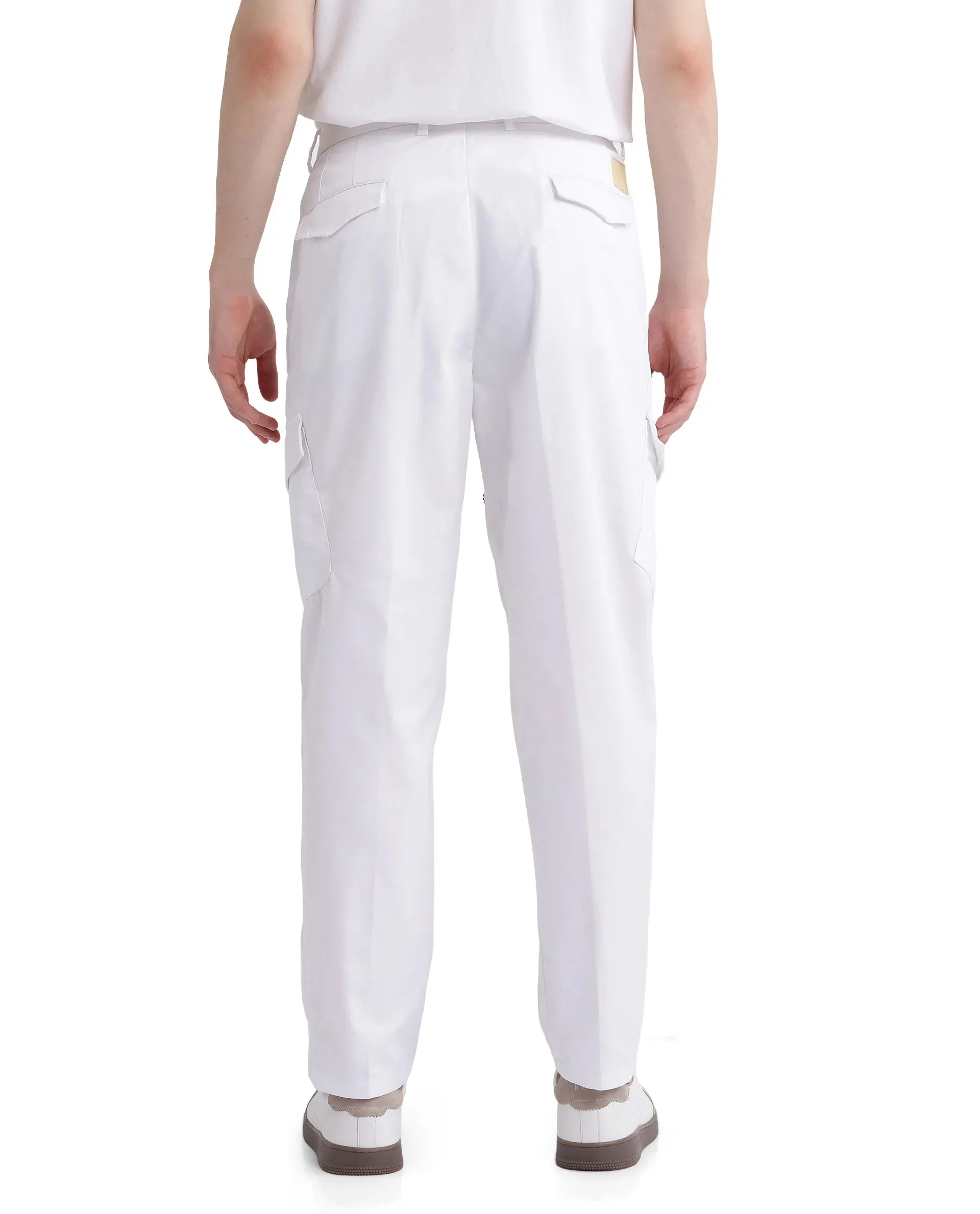 Rare Rabbit Men Eber White Button Closure Regular Fit Plain Trouser