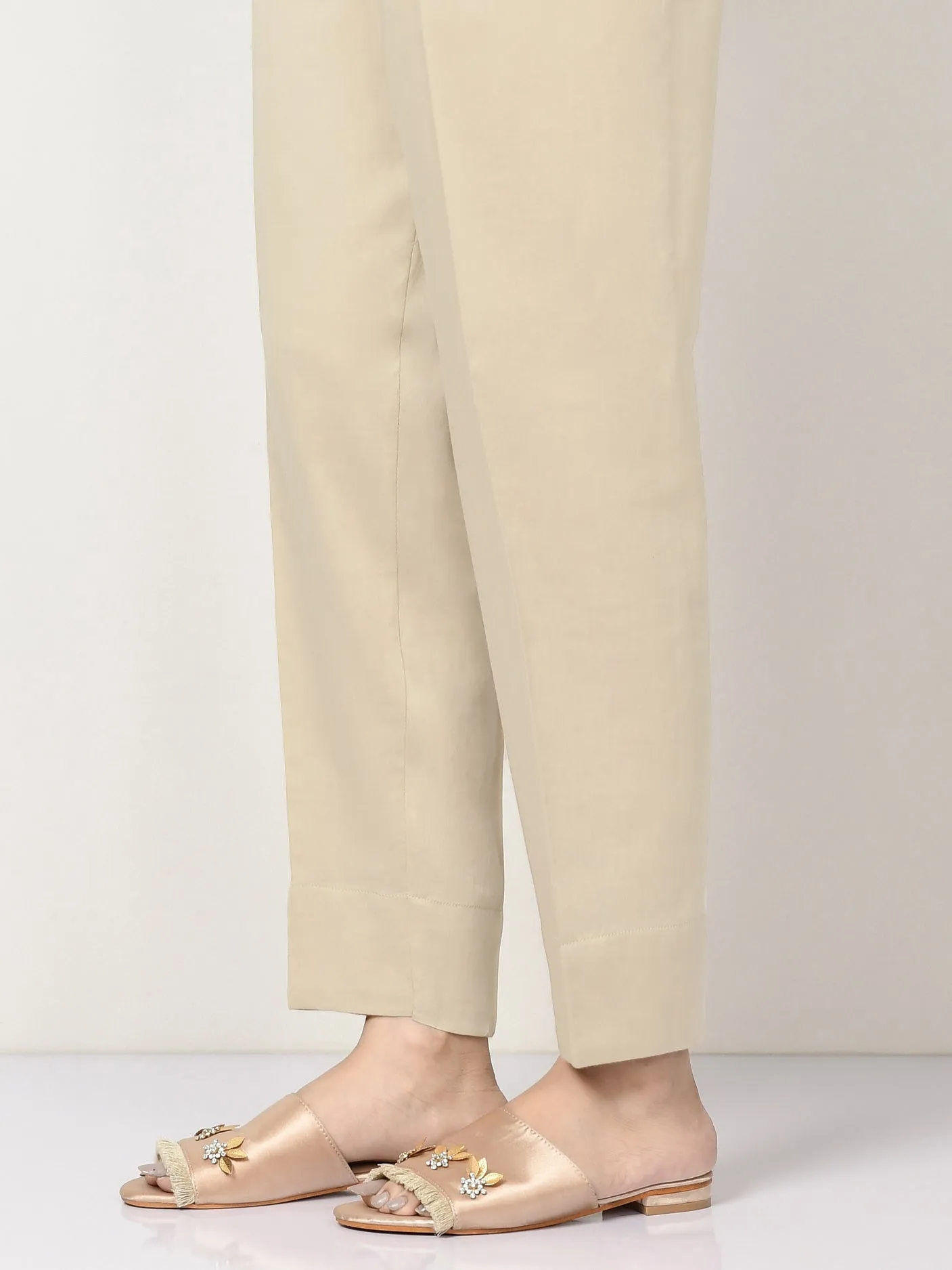 Satin Trouser -  Light Beige