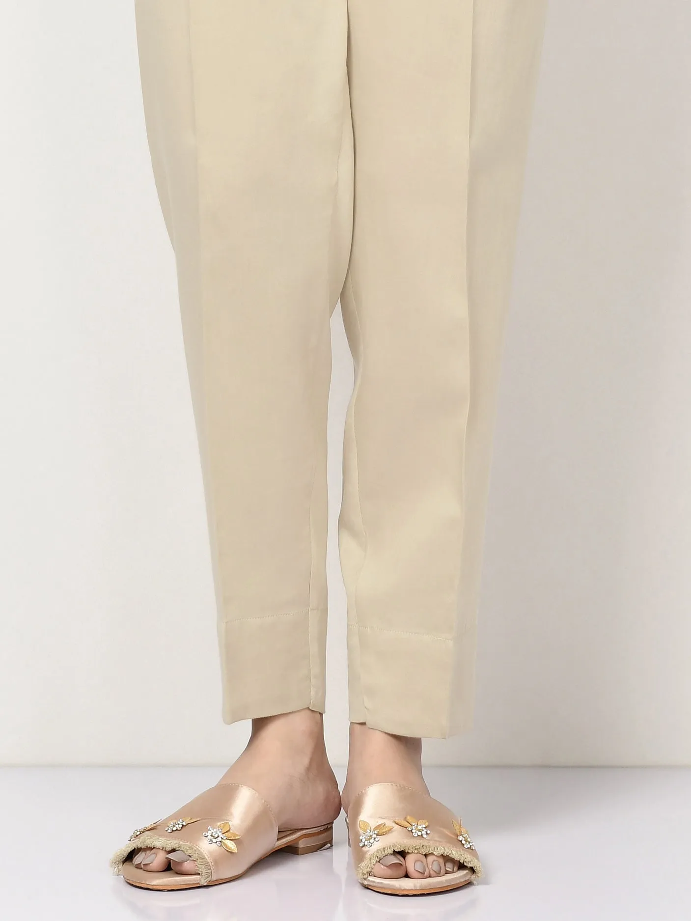 Satin Trouser -  Light Beige