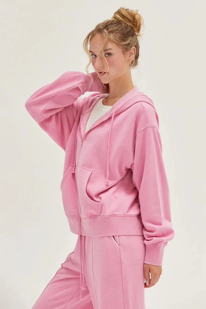 Saturday Afternoon Full Zip Hoodie - Pink