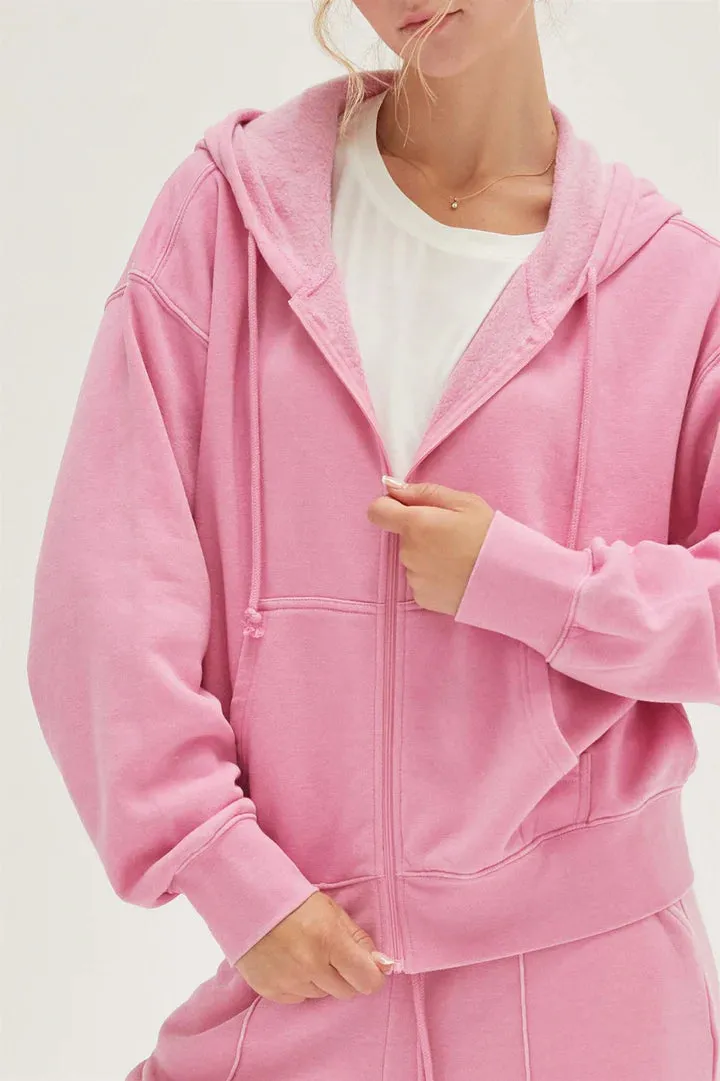 Saturday Afternoon Full Zip Hoodie - Pink