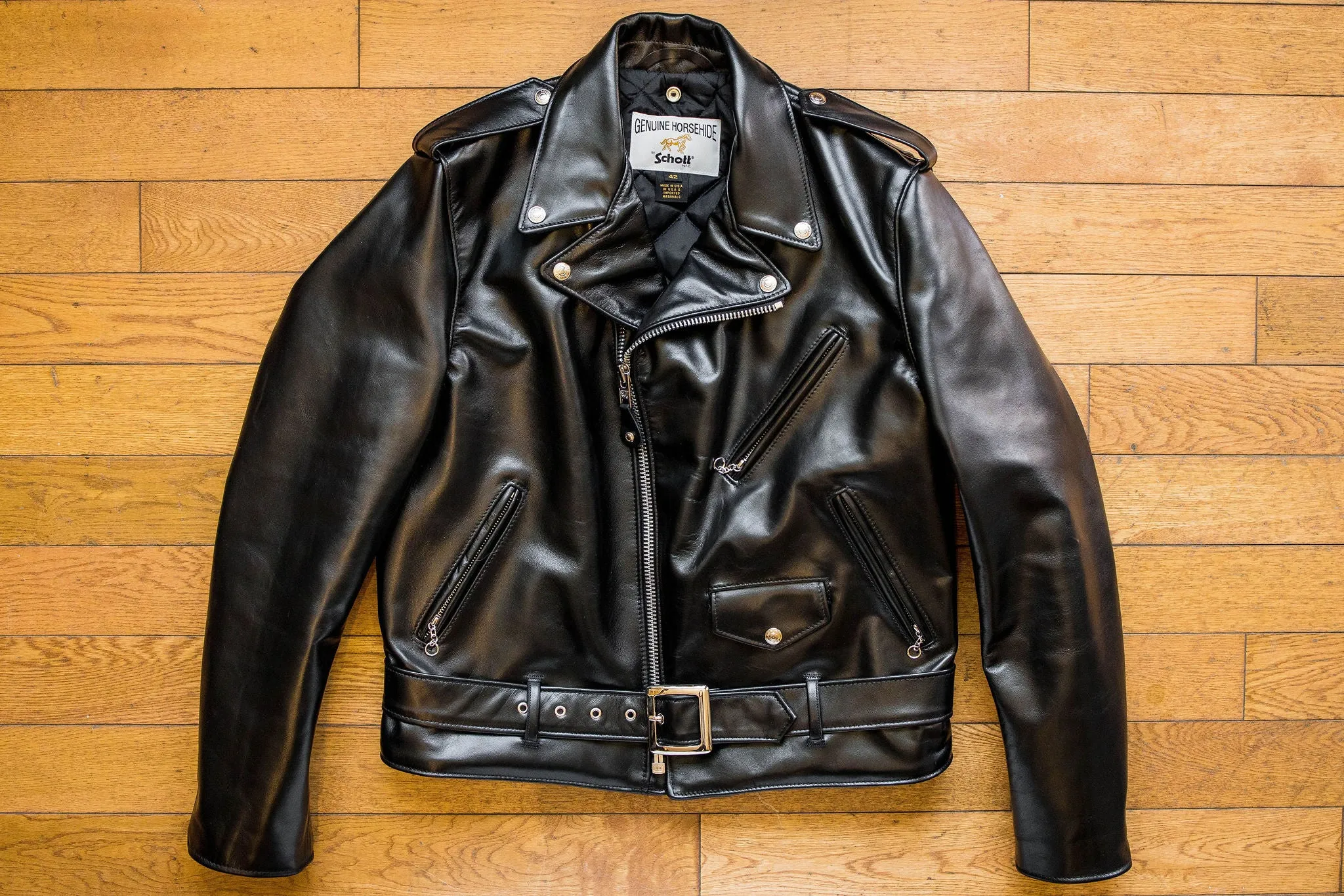 Schott NYC 618HH Horsehide Perfecto Leather Jacket - Black