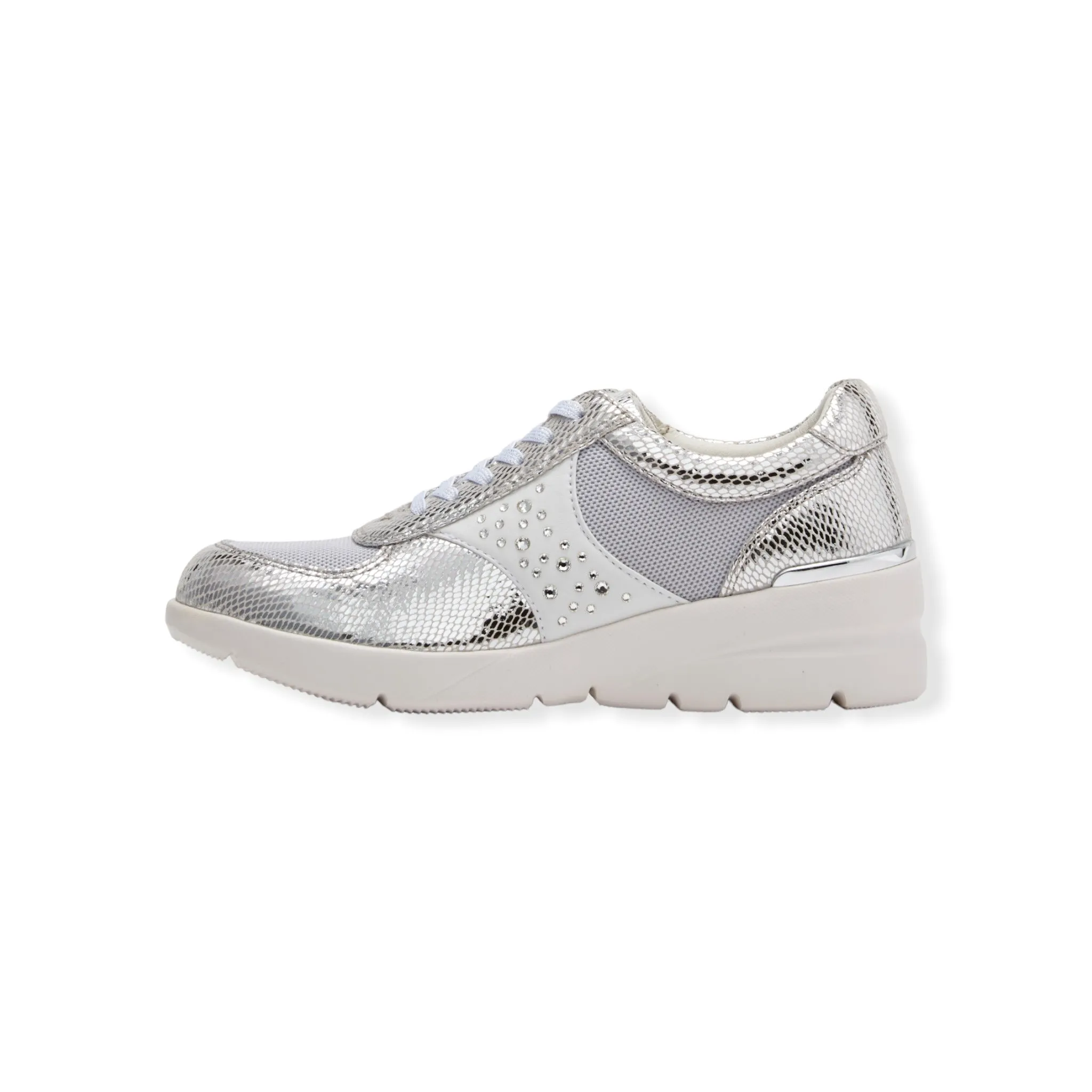 Sheepskin and mesh combination leather Sneakers with Swarovski crystal glass  #FJ080