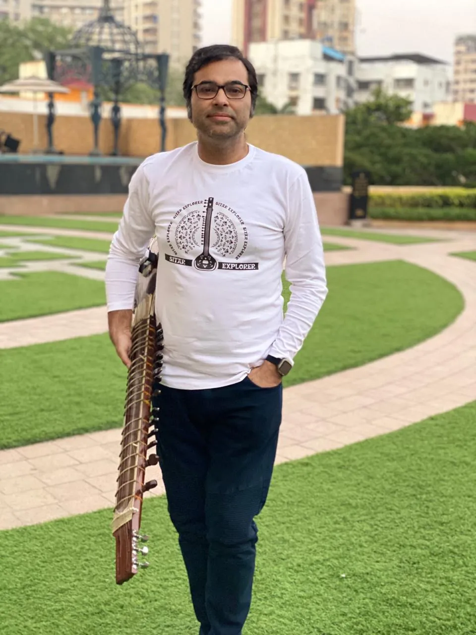 Sitar Explorer Full Sleeve White Tshirt