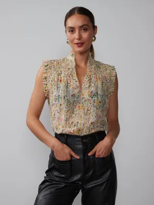 Smock Yoke Lurex Floral Blouse