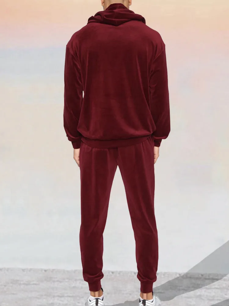 Soft Velour Pullover Hoodie Set