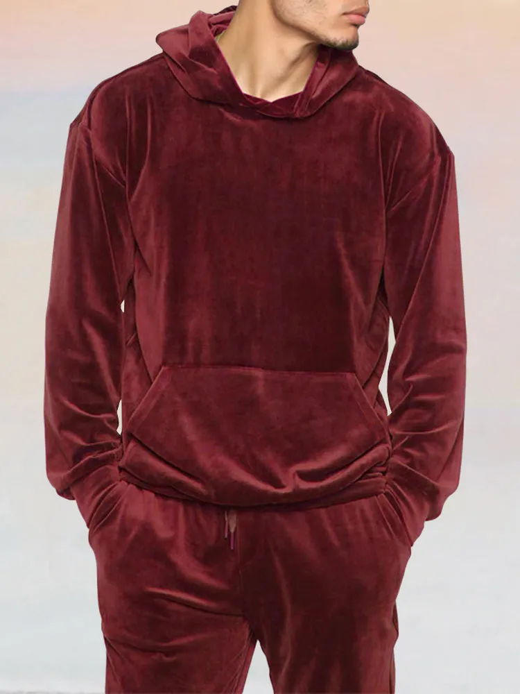 Soft Velour Pullover Hoodie Set