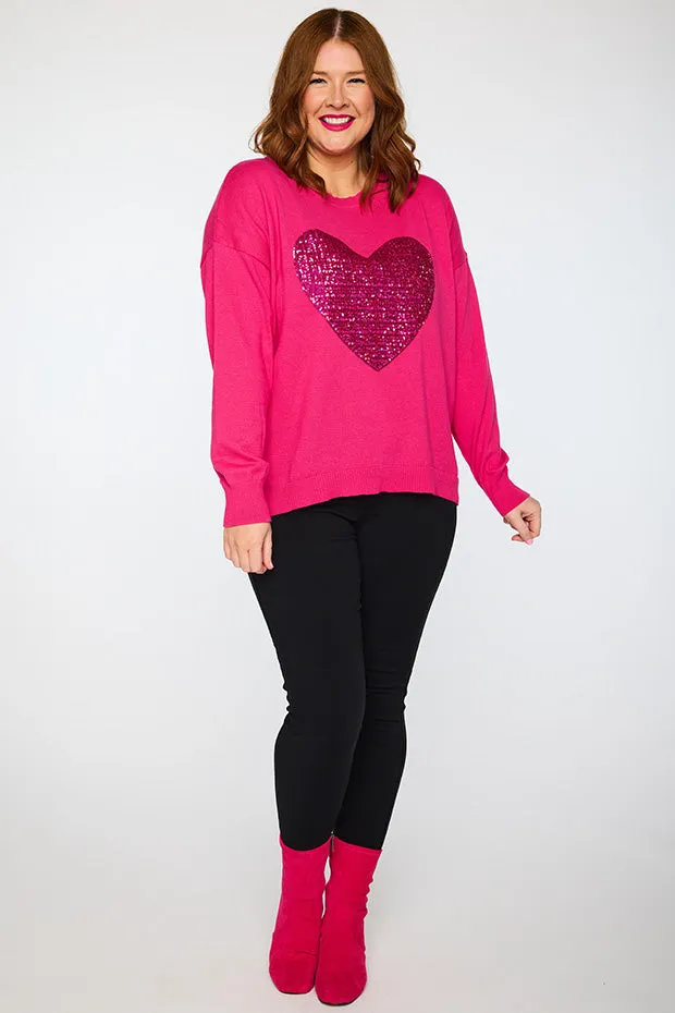 Sparkle Heart Pink Knit