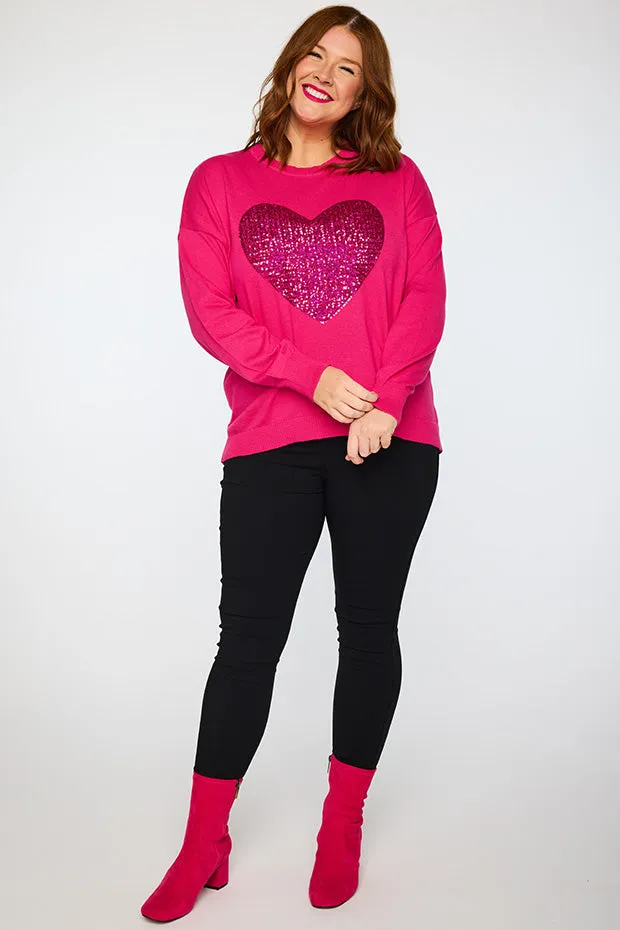 Sparkle Heart Pink Knit