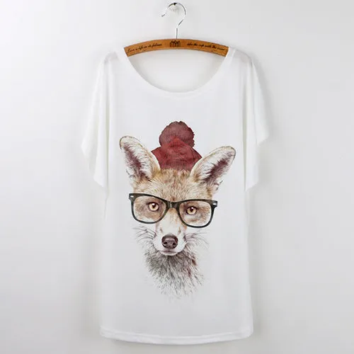 Summer Tops 2017 Animal T-Shirt Women Clothing Harajuku Cute Fox Short Sleeve White T Shirt Camiseta Feminina Tee Shirt Femme