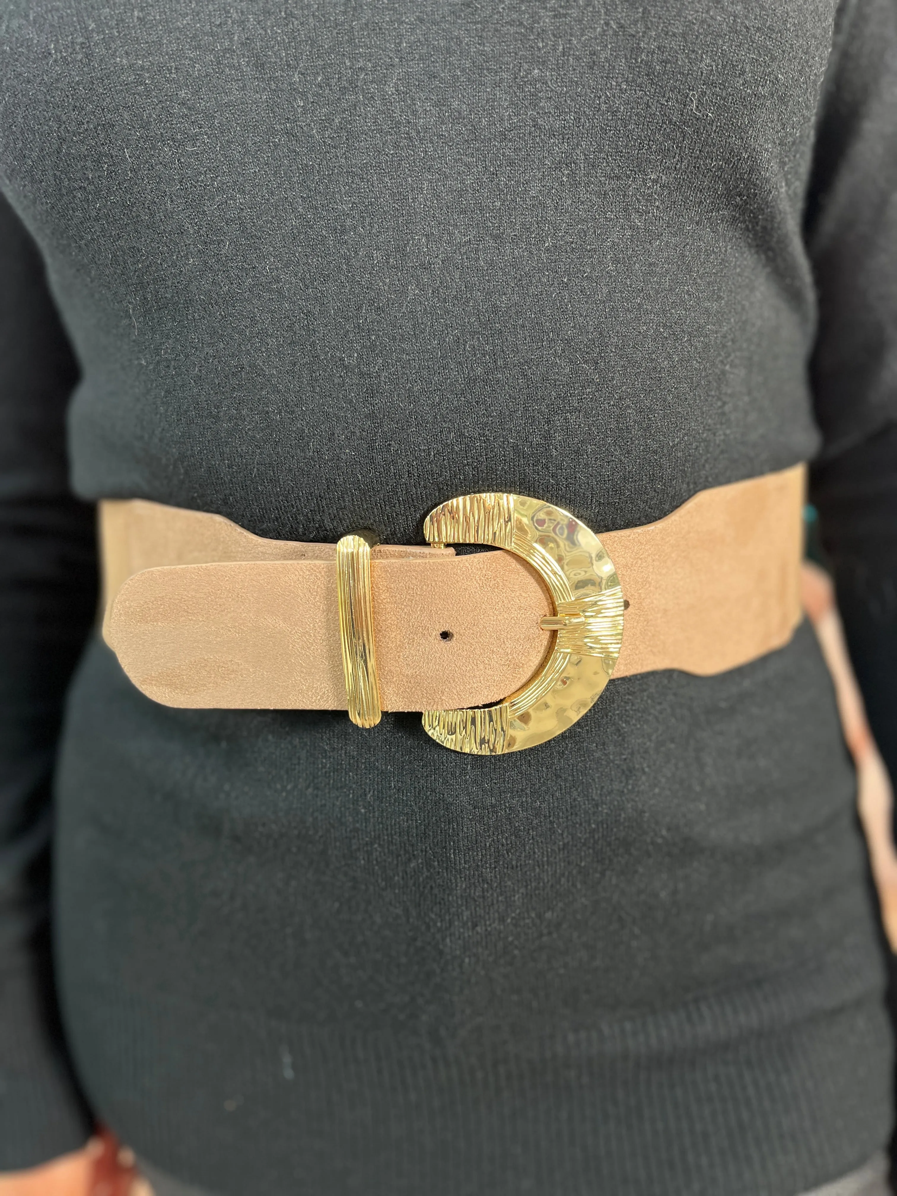 Taupe Suede Easy Fit Belt